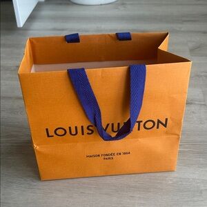 Louis Vuitton Bold Orange Shopping Tote bag with Blue Handles